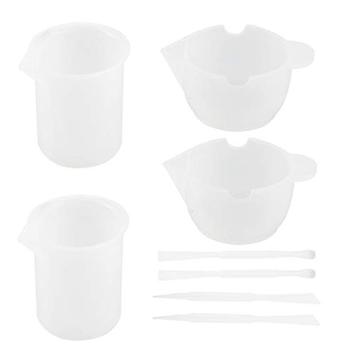 Gogogmee 8Stücke Teiliges Silikon Pigment Mischbechern für Epoxidharz Wiederverwendbare Rührbecher mit Rührstäbchen und Messlöffeln für DIY Projekte und Bastelarbeiten von Gogogmee