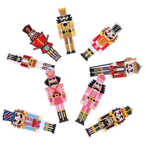 Gogogmee 9 Stück Teiliges Bestickte Holzfiguren Patches zum Aufnähen und Reparieren Dekorative Aufnäher für Kleidung Taschen Hüte und DIY Kleidungsmotive Weihnachten von Gogogmee