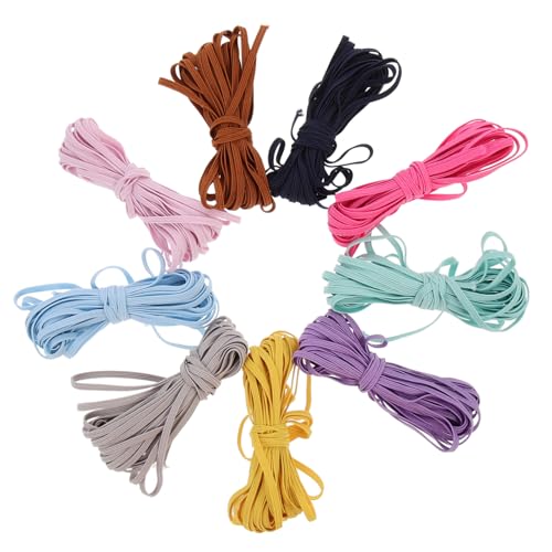 Gogogmee 9 Stück Teiliges Buntes Nylon Feinelastikband Flach Elastisch Wasserabweisend Vielseitig Zuschneidbar für DIY Handarbeiten und Bastelzubehör Zufällige Farbe von Gogogmee