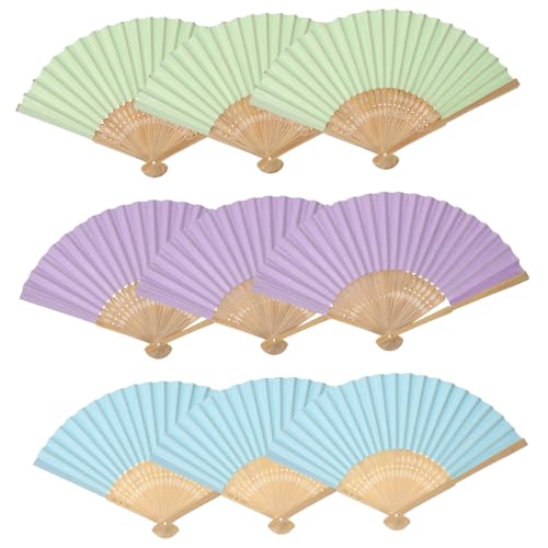 Gogogmee 9 Stück Teiliges Faltbarer Handfächer aus Papier und Leichte DIY Malfächer für Bunte Fächer für Sommer Hochzeit Deko für Jungen und Mädchen von Gogogmee
