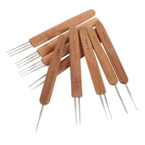 Gogogmee 9 Stück Teiliges Häkelnadel Bambusgriff Ergonomische Dreadlocks Häkelnadeln für Haarflechten Langlebig Karbonisierte Oberfläche Vielseitig für Stricken Flechten und von Gogogmee