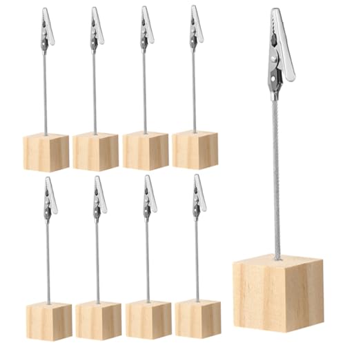 Gogogmee 9Stücke Teiliges Tischnummer Halter aus Holz mit Klammern für Fotos und Notizen Praktische Memo Clips für Büro Restaurant und Zuhause Original Holzfarbe von Gogogmee