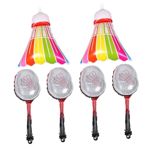 Gogogmee Aufblasbare Badmintonballons Set aus Aluminiumfolie Leichte Sport motto Partydekorationen Inklusive Große Bunte Badmintonbälle und Rote Badmintonschläger für Geburtstagsfeiern von Gogogmee