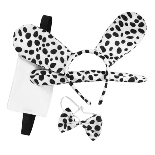Gogogmee Cosplay Stirnband Set mit Dalmatiner Hund Ohren Plüsch und Schleife Niedliches Verkleidungszubehör für Frauen für Party Karneval und Halloween von Gogogmee