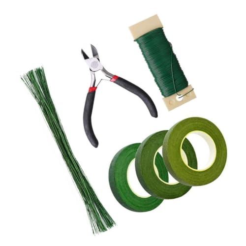 Gogogmee DIY Blumenbindewerkzeug Set Teilig für Trockenblumen Basteln mit Blumendraht Doppelseitigem Klebeband Papier Wickeldraht Blumendraht und Schere für Floristen und Geschenkverpackung von Gogogmee