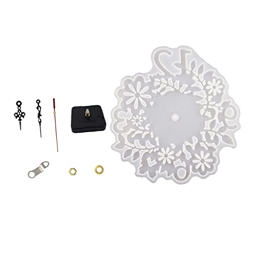 Gogogmee DIY Silikon Uhrform mit Blumenmuster Kreative Epoxidharz Gussform für Wanduhren Groß Uhrwerk für Kunsthandwerk und Heimdekoration von Gogogmee