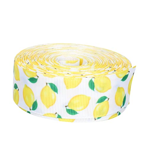Gogogmee Dekoratives Schleifenband Polyester Geripptes Geschenkband mit Zitronenmuster für DIY Bastelarbeiten und Partydekoration von Gogogmee