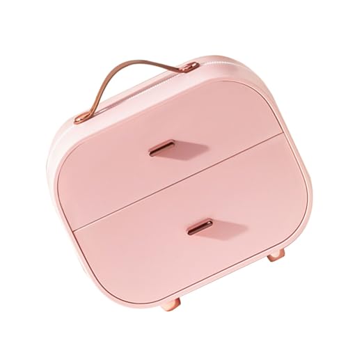 Gogogmee Desktop Organizer Aufbewahrungsbox aus Robustem mit Schubladenfunktion Multifunktionale Kosmetik Schmuckbox in Rosa Platzsparend für Schreibtisch und Schminktisch von Gogogmee