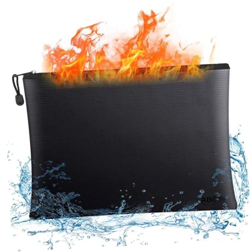 Gogogmee Feuerfeste Wasserdichte Dokumententasche mit Reißverschluss Mittlere Sicherer Aufbewahrungsbeutel für Wichtige Unterlagen Bargeld und Zertifikate Vielseitiger Schutz für Büro und von Gogogmee