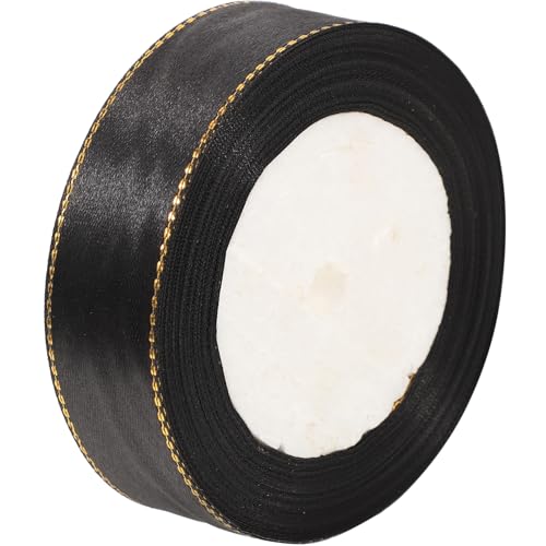 Gogogmee Geschenkband mit Goldener Kante Schwarzes Polyester band zum Basteln Geschenkverpackung DIY Dekoration Langlebiges Leichtes Schleifenband für Geburtstag Hochzeit Handwerk von Gogogmee