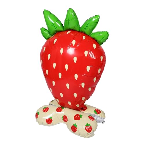 Gogogmee Giant Standing Foil Strawberry Balloon Inflatable Fruit Party Decoration für Kindergeburtstag Sommerfeiern und Fotorequisiten Langlebig und Auffällig von Gogogmee
