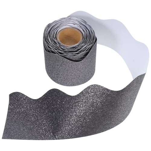 Gogogmee Glitzernde Schwarze Tafelbordüre Dekorativer Flexibler und Schneidbarer Randaufkleber für Klassenzimmer Wasserfrei Stilvolle Bulletin Board Border Trim von Gogogmee