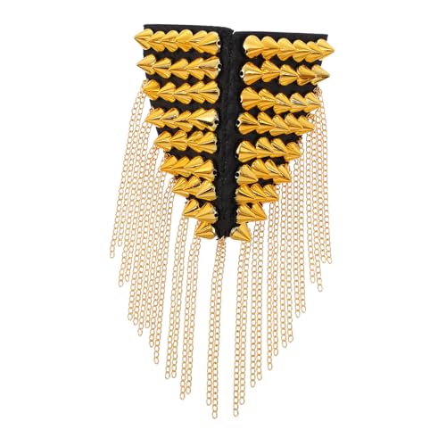 Gogogmee Goldene Quasten Schulterklappen mit Nieten und Kettendetail Modische Epaulette für Uniformen und Kostüme Abnehmbares Punk accessoire für Jacken und Bühnenauftritte von Gogogmee