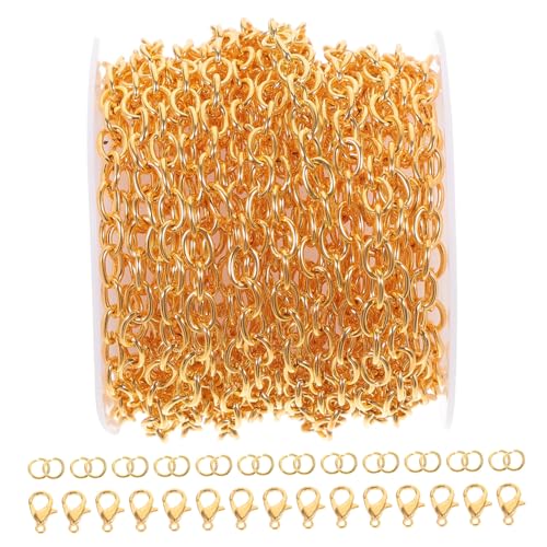 Gogogmee Goldfarbener Kreuzkettensatz Schmuckherstellung Materialset mit Karabinerverschluss und Biegeringen Leichtes DIY Armband und Halskettenzubehör Einfache Montage Vielseitig für von Gogogmee