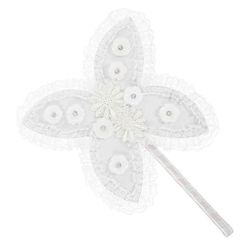 Gogogmee Handfächer Brautfächer Spitzenblumen Stickerei Eleganter Schmetterlingsfächer für Hochzeit Tanzparty Deko Leichter Vintage Handfächer von Gogogmee