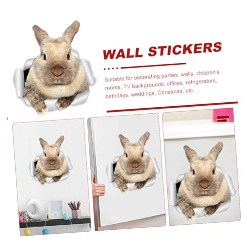 Gogogmee Hase Wandsticker Selbstklebend Kreative Wanddekoration für Wohnzimmer Schlafzimmer Kinderzimmer Wohnraumdeko Realistisches Kaninchen Muster Wandtattoo von Gogogmee