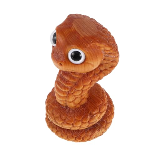 Gogogmee Hölzerne Schlangenschnitzerei Miniatur Tierornament Handgefertigte Schlangenskulptur Süße Großäugige Schlangenfigur Chinesisches Sternzeichen Schlange von Gogogmee