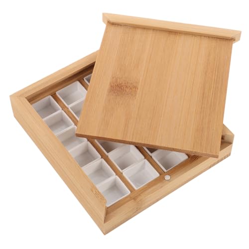 Gogogmee Holz pigmentbox Fächer Ziehbar Pigmentbehälter Wasserfarben Aufbewahrung Farbmalkasten DIY Farbaufbewahrung Bastelmaterial Organizer für Künstler und Maler von Gogogmee