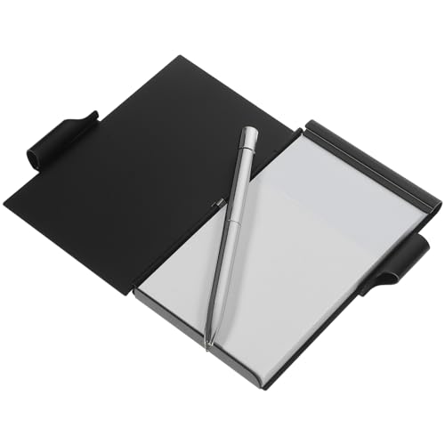 Gogogmee Kleines Notizbuch mit Metallgehäuse Tragbares Notizetui für To Do Listen Einkaufsliste und Kreative Ideen im Büro Schule und Zuhause Mini Notizblock mit Stift Schwarz von Gogogmee