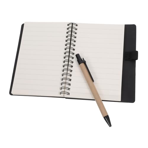 Gogogmee Kraftpapier Spiralnotizbuch mit Stifthalter und Haftnotizen Markierte Registerkarten für Notizen und Organisation Schwarz von Gogogmee