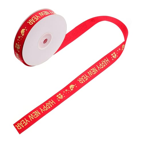 Gogogmee Neujahrs Dekoband Polyester Geschenkband mit Leuchtendem Muster Hitzebeständig für DIY Verpackung Geschenkverzierung und Festliche Bastelarbeiten von Gogogmee
