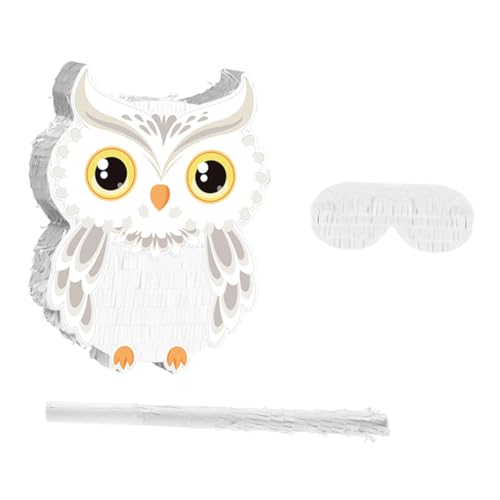 Gogogmee Owl Pinata Waldtier Piñata mit und Augenbinde für Geburtstagsfeier Dschungel Themenparty Dekoration Halloween Shower Spiel von Gogogmee