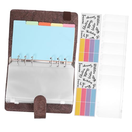 Gogogmee PU Leder Budget Binder mit Losen Blättern Cash Envelope Organizer Gelochte Trennblätter Wiederbefüllbares Ringbuch für Studenten Geschenkidee von Gogogmee