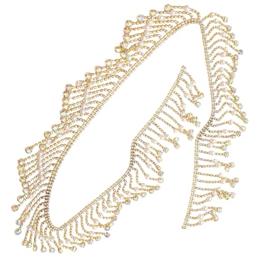 Gogogmee Perlen Strass borte DIY Kostümzubehör Cuttable Legiertes Elegantes Schmuckband für Bekleidung und Bastelprojekte Farbenfrohe Verzierung für Kleidung und Accessoires von Gogogmee