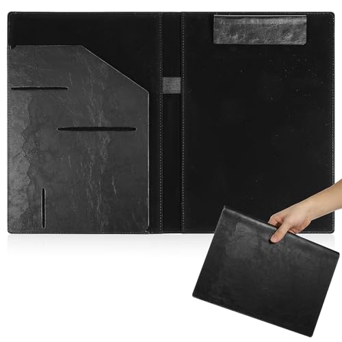 Gogogmee Portfolio Ordner mit Klemmbrett Multifunktionales Dokumenten Organizer für Geschäftsunterlagen Notizbuch und Visitenkarten Robustes PU Material Design Schwarz von Gogogmee