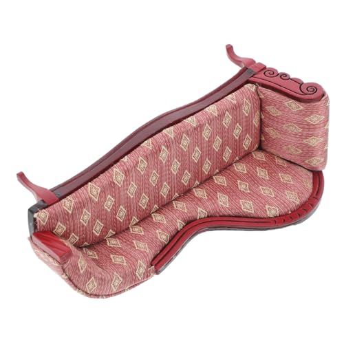 Gogogmee Puppenhaus Sofa Europäischer Stil Miniatur Chaise Lounge Floral Loveseat Puppenmöbel Zubehör für DIY Deko und Puppenhaus Wohnzimmer von Gogogmee