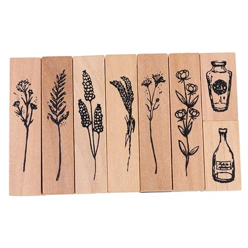 Gogogmee Retro Holzstempel Set Pflanzen und Blumen DIY Basteln Scrapbooking Tagebuch Dekorationswerkzeug Langlebige Holzmaterialien Vielseitig für Papier Stoff Kunststoff Holz für Kreative von Gogogmee