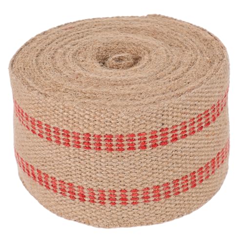 Gogogmee Rot Gestreiftes Jute gurtband Breit Robustes Möbelband für Stuhlreparatur Vielseitiges DIY bastelband für Handarbeiten Geschenkverpackung und Kreative Dekorationen von Gogogmee