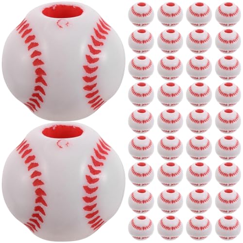 Gogogmee Runde Baseball-Perlen, lose, 12 mm, Acryl-Sportperlen mit Löchern, für DIY-Schmuckherstellung, Bastelprojekte, für Armbänder, Halsketten, Dekorationen, 150 Stück von Gogogmee