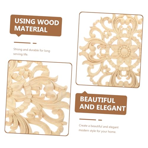 Gogogmee Runde Holzapplikation Holzschnitzerei Möbelverzierung Langlebig Feine Verarbeitung DIY Wand Tür Schrank Dekoration Natürliche Holzfarbe von Gogogmee