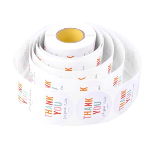 Gogogmee Runde Selbstklebende Thank You Aufkleber Farbige Geschenkverpackung Dichtungssticker Dekorative Kleine Dankeschön Etiketten für Kuchen Süßigkeiten DIY Verpackung von Gogogmee