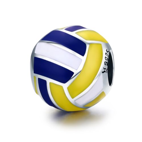 Gogogmee Silber Volleyball Perle Kreative DIY für Schmuckherstellung Lose Weiß Gelb und Blau für Armbänder und Dekoration von Gogogmee