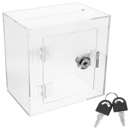 Gogogmee Transparente Spendenbox mit Schloss Sicherheitsbox für Gelder und Hinweise für Werkstätten und Veranstaltungen von Gogogmee