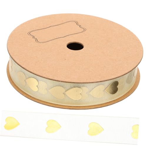 Gogogmee Valentinstag Geschenkband mit Goldgeprägtem Herzmuster Dekoratives DIY Schleifenband für Geschenkverpackung Cake Box Hochzeits und Blumenarrangements Vielseitiges Bastelband von Gogogmee