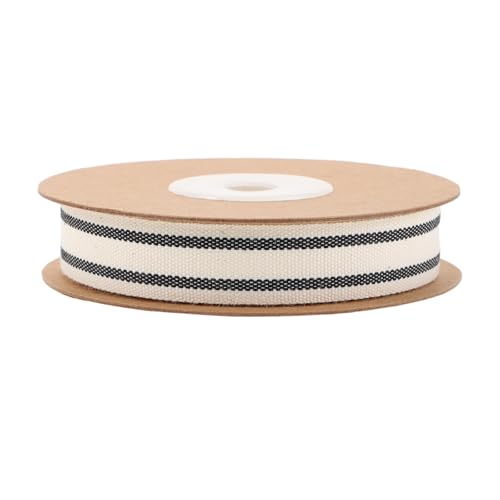 Gogogmee Weihnachts-Geschenkband: 1,5 cm/10 Yard schwarz-weiß gestreiftes Baumwollband – Weihnachts- und Valentinstagsgeschenk-Dekoration – Ripsband zum Nähen von Gogogmee