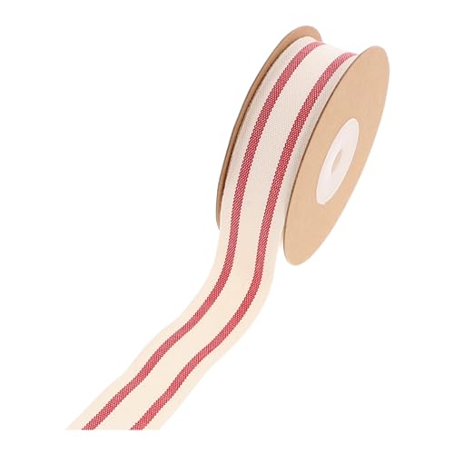 Gogogmee Weihnachts-Geschenkband: 2,5 cm/10 Yards rot-weiß gestreiftes Baumwollband – Weihnachts- und Valentinstagsgeschenk-Dekoration – Ripsband zum Nähen von Gogogmee