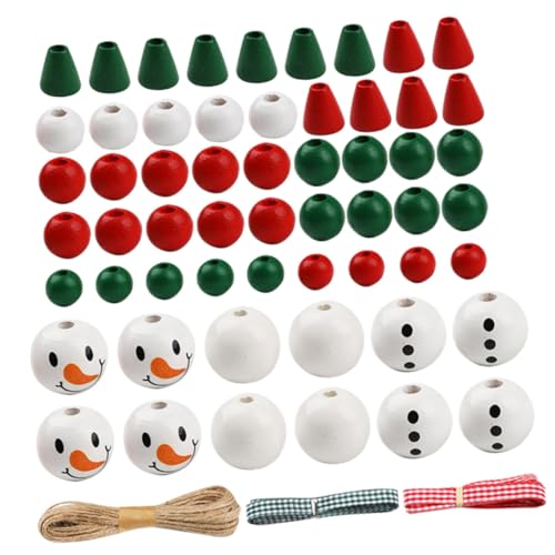 Gogogmee Weihnachts Holzperlen Set für DIY Bastelprojekte Schneemann Holzperlen für Weihnachtsdekoration und Kreative Handarbeiten für Schmuck und Ornamente von Gogogmee