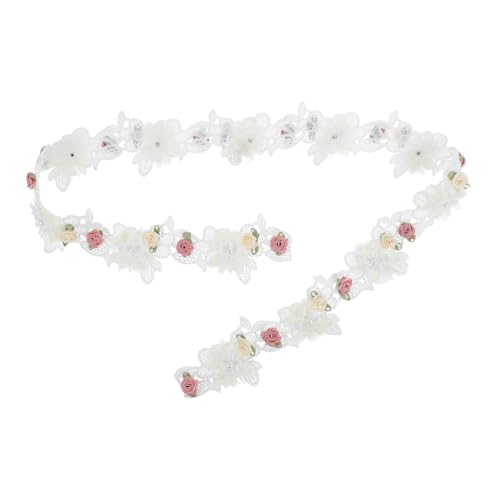 Gogogmee Weiße Spitzenbordüre mit Künstlichen Perlen und Rosen Breit Dekoratives Spitzenband für Brautkleider Blumensträuße und DIY handwerk Vielseitiges Bastelband für Hochzeiten und von Gogogmee