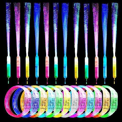 Gohytal 12 Stück Leuchtstäbe, LED Leuchtstab Glasfaser mit Leuchtendes Armband, Kinder Knicklichter Partyzubehör, 3 Modi Bunt LED-Leuchtstäbe für Partygeschenke, Köln Karneval, Valentinstag, Konzert Gohytal 12 Stück Leuchtstäbe, LED Leuchtstab Glasfaser mit Leuchtendes Armband, Kinder Knicklichter Partyzubehör, 3 Modi Bunt LED-Leuchtstäbe für Partygeschenke, Köln Karneval, Valentinstag, Konzert von Gohytal