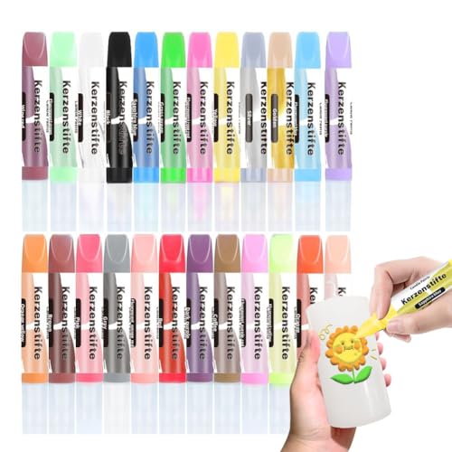 Gohytal 24 Stück Kerzenstifte,Wachsstifte für Kerzen 10ml,Kerzen Bemalen Set,24 Farben Candle Pen,Taufkerze Selber Machen Set,Kerzenpen zum DIY Malerei Tassen Keramik Verzieren Individualisieren Gohytal 24 Stück Kerzenstifte,Wachsstifte für Kerzen 10ml,Kerzen Bemalen Set,24 Farben Candle Pen,Taufkerze Selber Machen Set,Kerzenpen zum DIY Malerei Tassen Keramik Verzieren Individualisieren von Gohytal