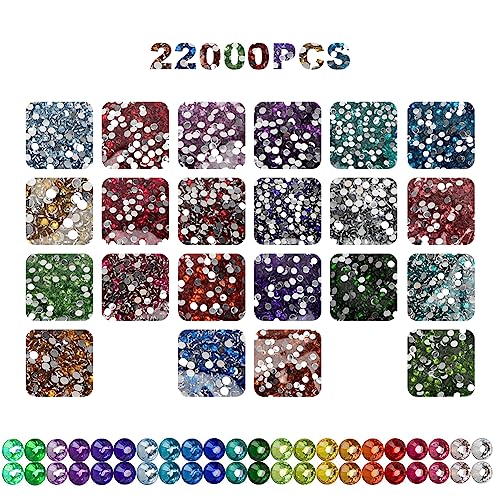 Gohytal Diamond Painting Steine, 22000 Stück Runder Steine Glitzer Zubehör Diamanten Deko Strasssteine für Diamond Painting Nägel Edelsteine Kunsthandwerk Ornamente Textilien DIY von Gohytal