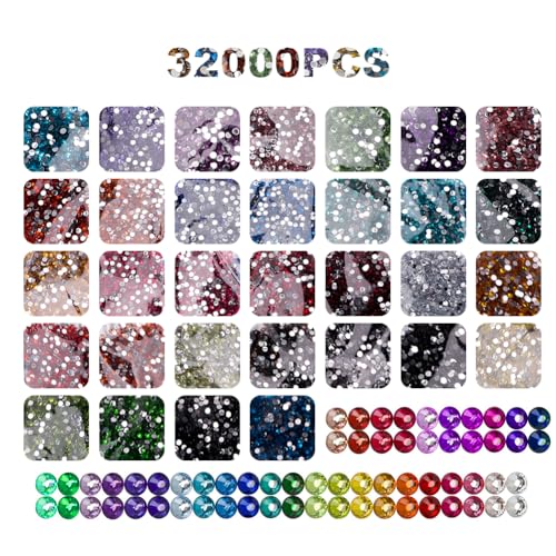 Gohytal Diamond Painting Steine, 32000 Stück Runder Steine Glitzer Zubehör Diamanten Deko Strasssteine für Diamond Painting Nägel Edelsteine Kunsthandwerk Ornamente Textilien DIY von Gohytal