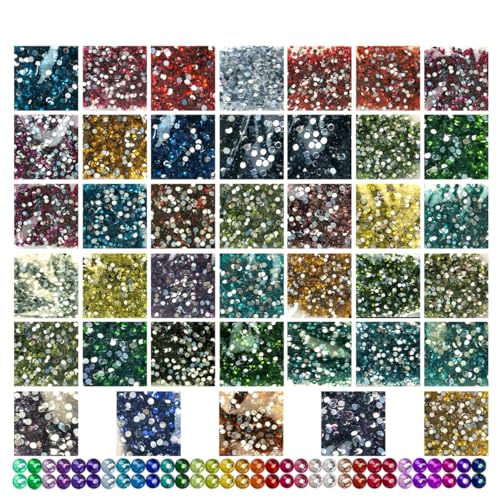 Gohytal Diamond Painting Steine, Runder Steine Glitzer Zubehör Diamanten Deko Strasssteine für Diamond Painting Nägel Edelsteine Kunsthandwerk Ornamente Textilien DIY 40000er Set von Gohytal