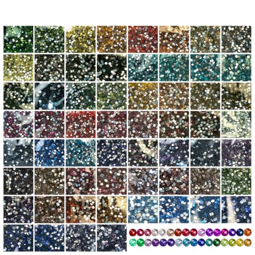 Gohytal Diamond Painting Steine, Runder Steine Glitzer Zubehör Diamanten Deko Strasssteine für Diamond Painting Nägel Edelsteine Kunsthandwerk Ornamente Textilien DIY 60000er Set von Gohytal