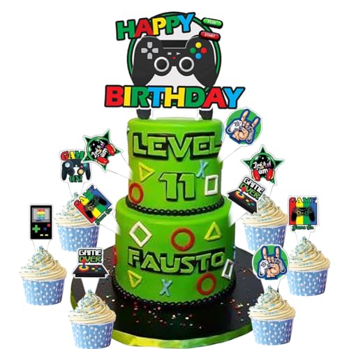 Tortendeko Geburtstag, Spiel Themen-Kuchenaufsatz Kuchendekoration Happy Birthday Videospiel Gamer Cupcake Topper mit Essen Papier Stick Geburtstag Kuchenzubehör für Junge und Mädchen Tortendeko Geburtstag, Spiel Themen-Kuchenaufsatz Kuchendekoration Happy Birthday Videospiel Gamer Cupcake Topper mit Essen Papier Stick Geburtstag Kuchenzubehör für Junge und Mädchen von Gohytal