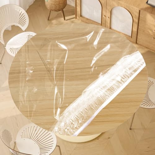 Gohytal Transparent Tischdecke Rund 110 cm, Tischdecke Wetterfest Gartentischdecke Rund mit Gummizug, Durchsichtige TPU Plastik Tischdecken Tischschutzfoli, Table Cloth für Outdoor Garten Restaurant von Gohytal